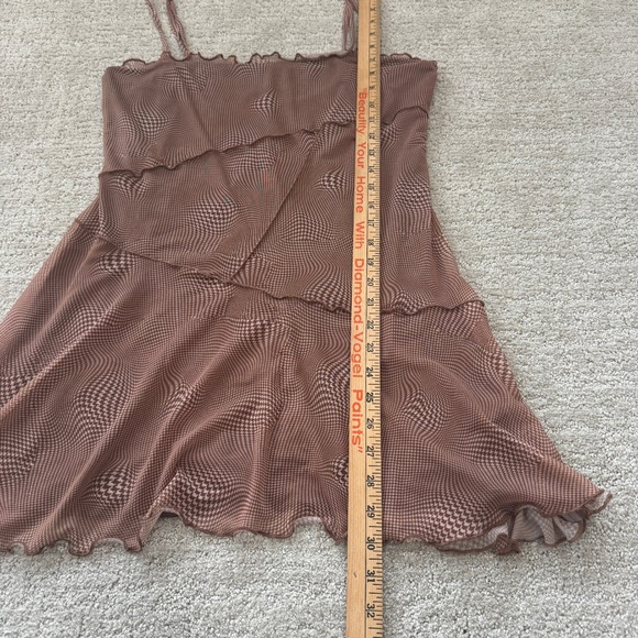 Urban Outfitters Mesh Optical Illusion Mini Dress Babydoll Lettuce Edge Large - Picture 3 of 7